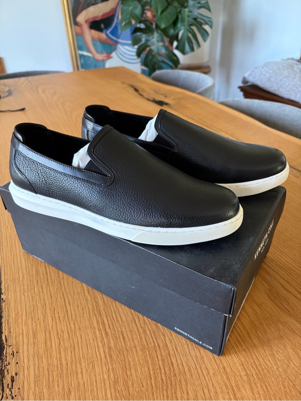 Kenneth Cole Liam Men's Black Leather Slip-On - Size 10 Wide